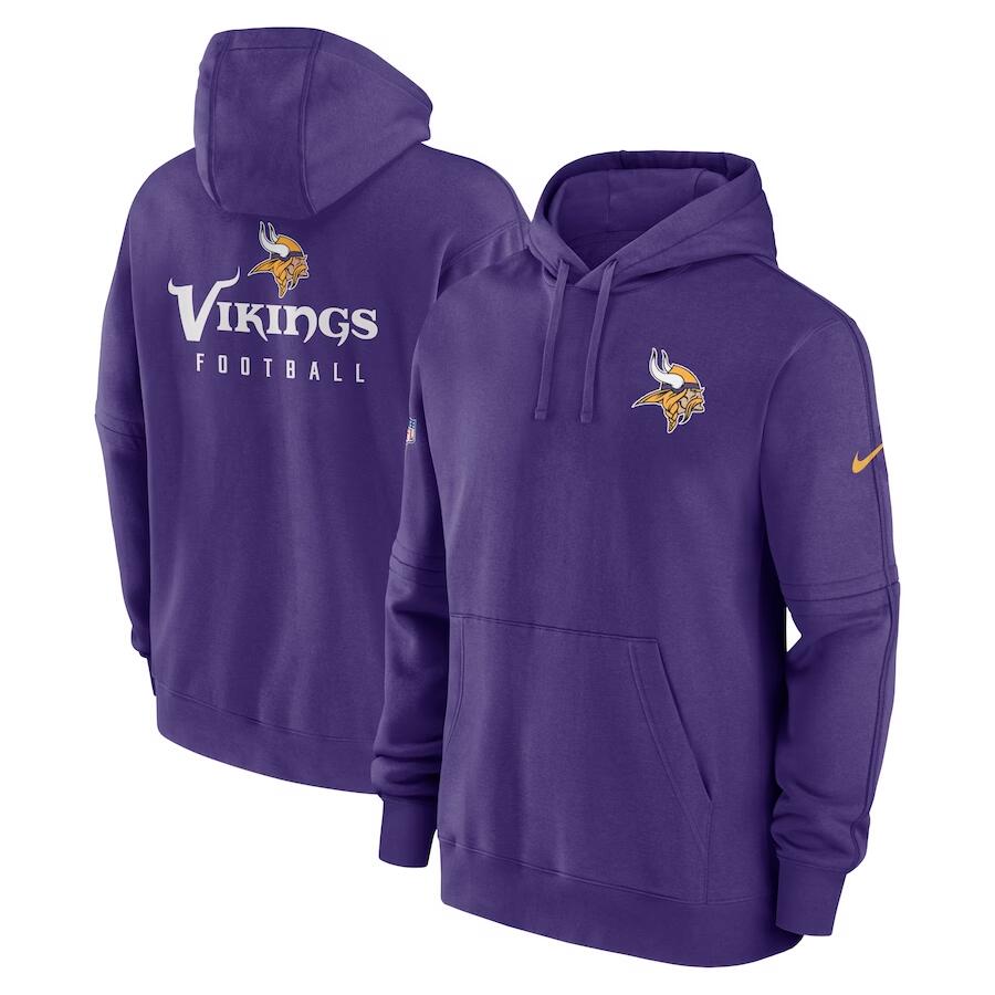 Men's Minnesota Vikings Purple Sideline Club Fleece Pullover Hoodie Men's Minnesota Vikings Purple Sideline Club Fleece Pullover Hoodie